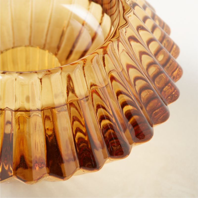 Nova Ribbed Amber Glass Reversible Candle Holder - image 3 of 8