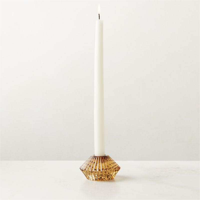 Nova Ribbed Amber Glass Reversible Candle Holder - image 1 of 8