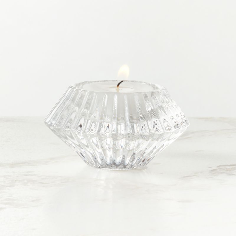 View Nova Ribbed Clear Glass Reversible Candle Holder details