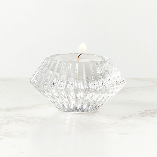 Nova Ribbed Clear Glass Reversible Candle Holder