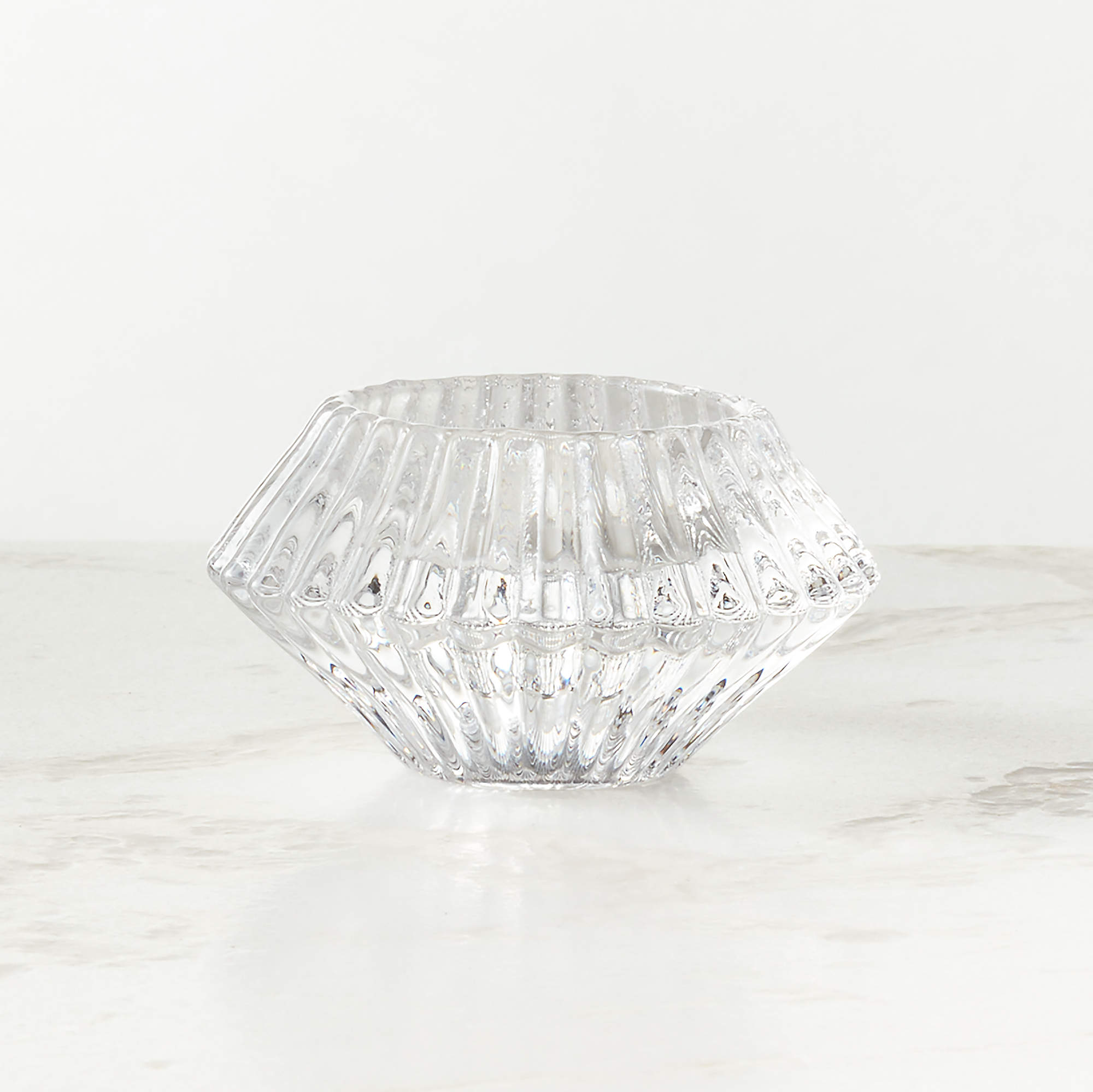Nova Modern Ribbed Glass Reversible Candle Holder + Reviews CB2