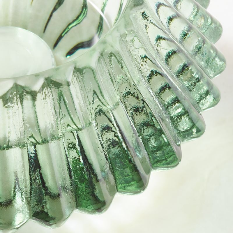 Nova Ribbed Green Glass Reversible Candle Holder - image 3 of 9