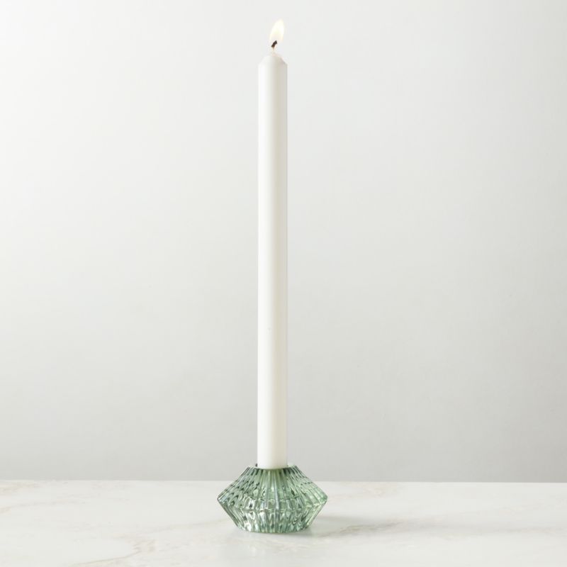 Nova Ribbed Green Glass Reversible Candle Holder - image 1 of 9