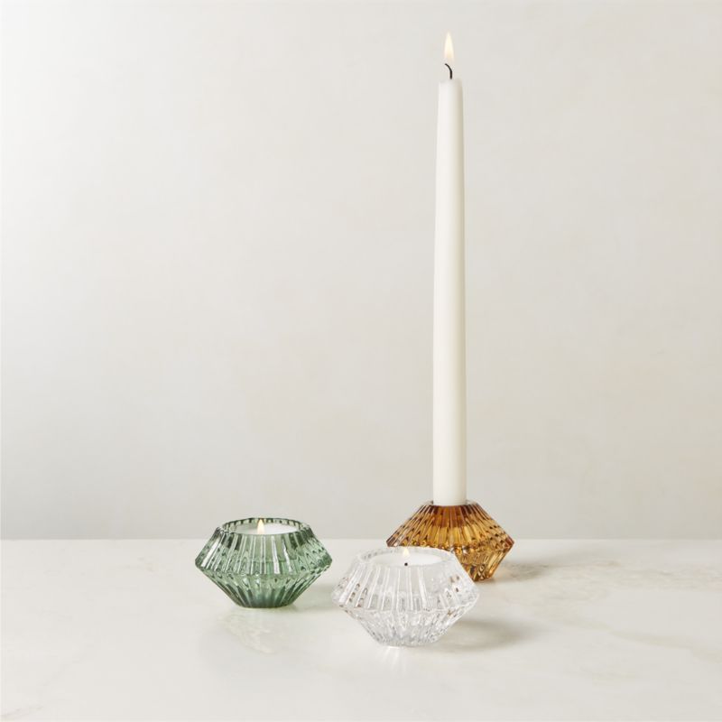 Nova Ribbed Green Glass Reversible Candle Holder - image 5 of 9