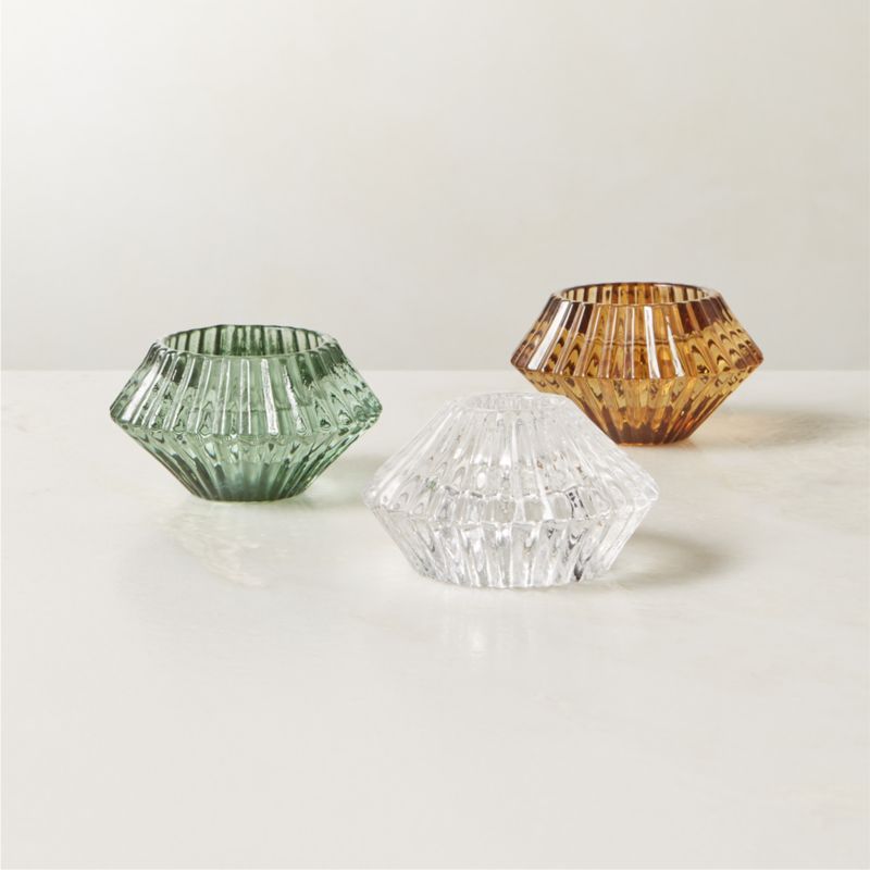 Nova Ribbed Green Glass Reversible Candle Holder - image 4 of 9