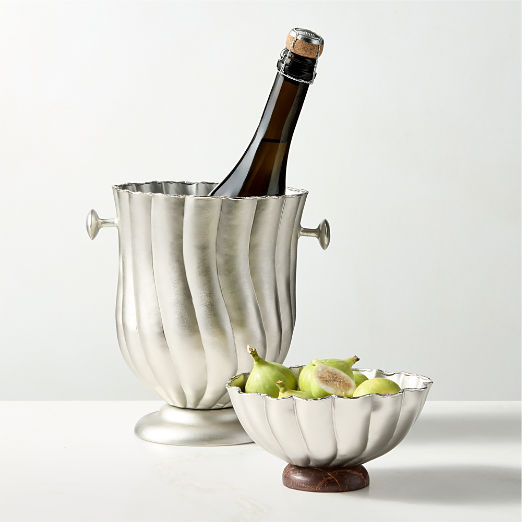 Nerano Pewter Cast Aluminum Wine Chiller and Snack Bowl Set of 2 by Nina Garcia