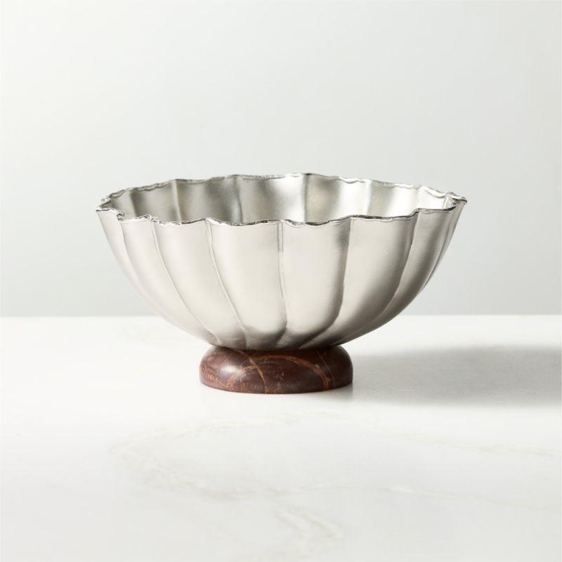 Nerano Pewter Cast Aluminum Snack Bowl With Red Marble Base by Nina Garcia - image 3 of 5