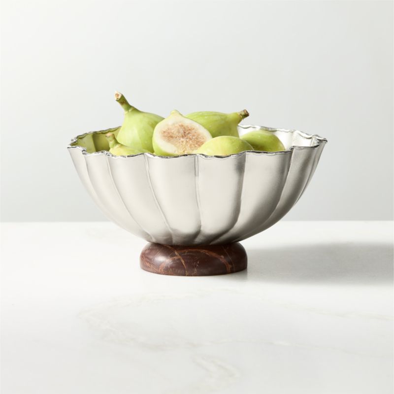 Viewing product image Nerano Pewter Cast Aluminum Snack Bowl With Red Marble Base by Nina Garcia - image 1 of 5