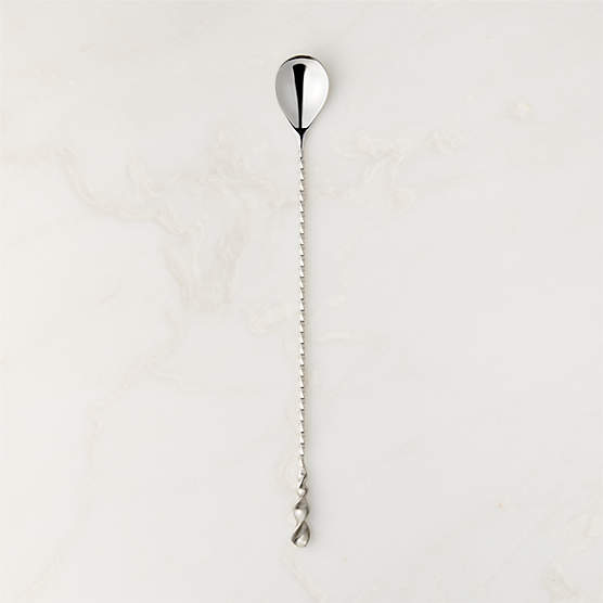 Nerano Silver Stainless Steel Cocktail Stirrer With Cast Brass Handle by Nina Garcia