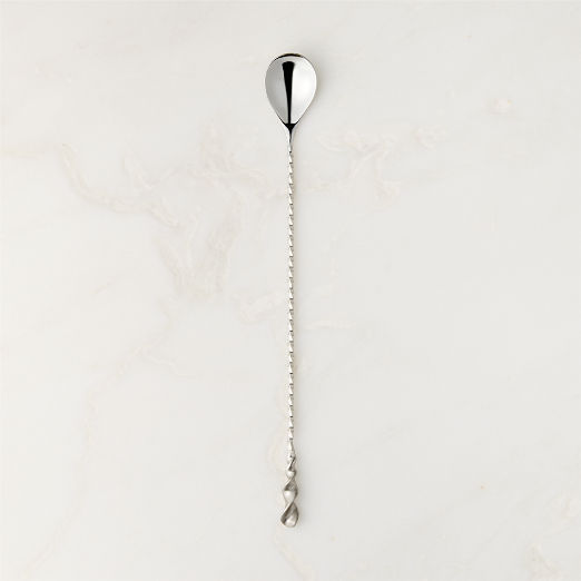 Nerano Silver Stainless Steel Cocktail Stirrer With Cast Brass Handle by Nina Garcia