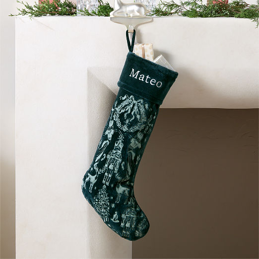 Nutcracker Kingdom Green Velvet Christmas Stocking