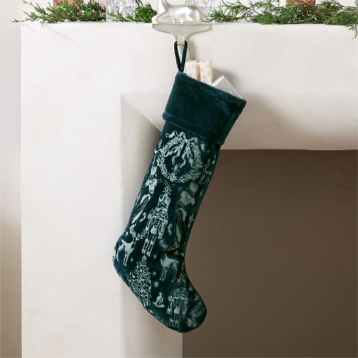 Nutcracker Kingdom Green Velvet Christmas Stocking