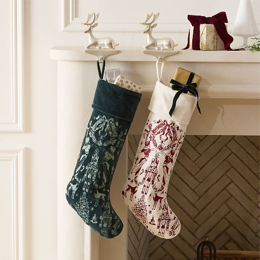 Nutcracker Kingdom White Velvet Christmas Stocking