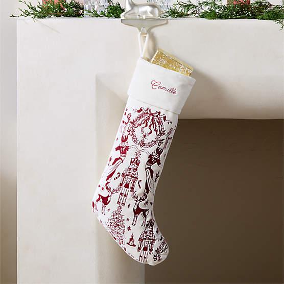 Nutcracker Kingdom White Velvet Christmas Stocking