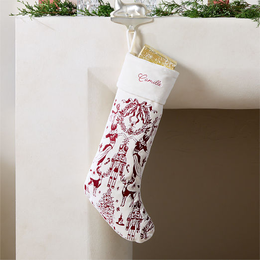Nutcracker Kingdom White Velvet Christmas Stocking