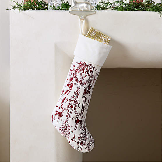 Nutcracker Kingdom White Velvet Christmas Stocking