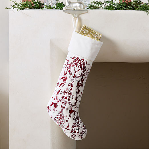 Nutcracker Kingdom White Velvet Christmas Stocking
