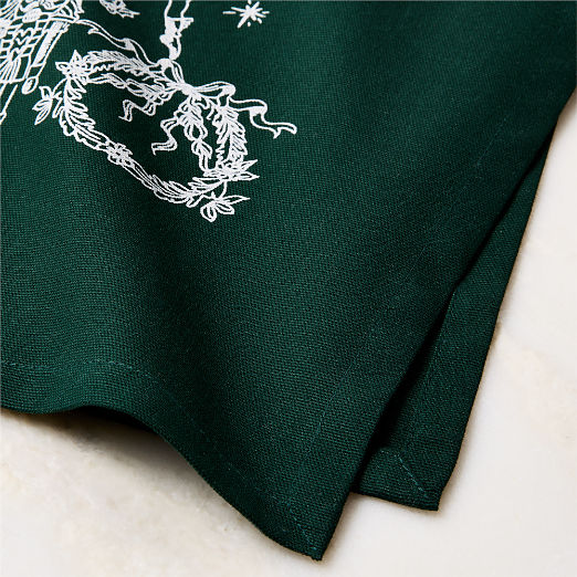 Nutcracker Kingdom Dark Green with White Organic Cotton Tea towel
