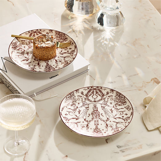 Nutcracker Kingdom Red and White Appetizer Plates Set of 4