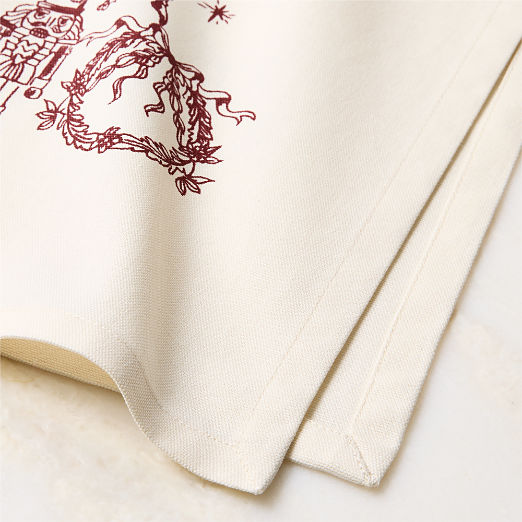 Nutcracker Kingdom White with Red Organic Cotton Tea towel