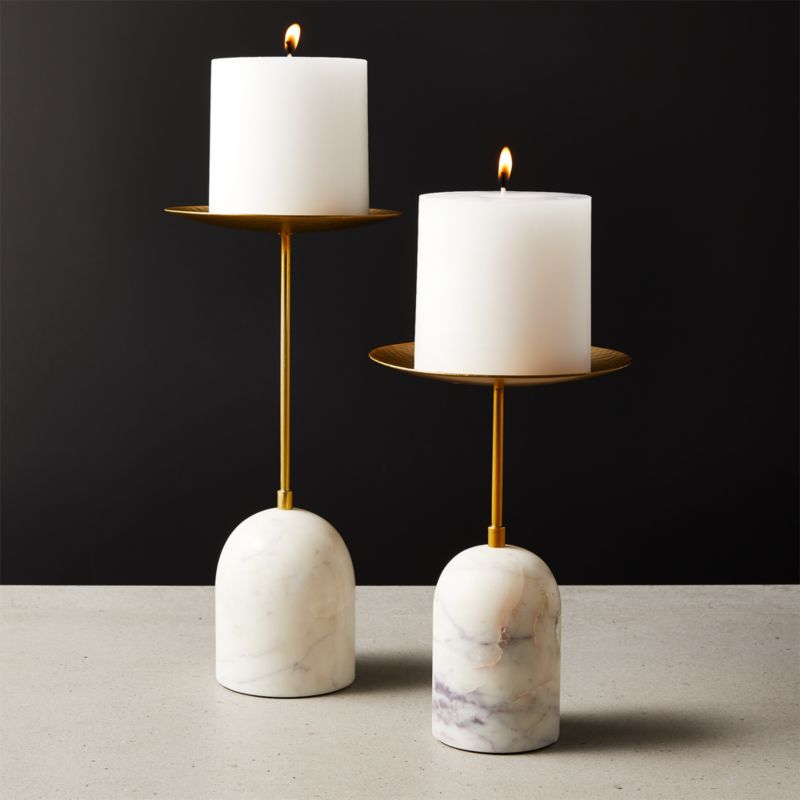 View Numa Marble and Brass Candle Stands Set of 2 details