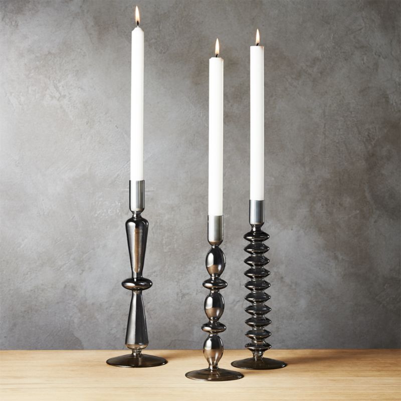 Modern Taper Candle Holders CB2   Numi Silver Taper Candle Holders 