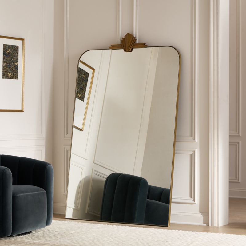 Nouveau Modern Brass Lacquered Iron Full-Length Floor Mirror 48"x78" - image 2 of 10