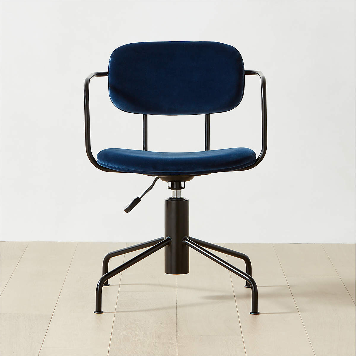 Nyle Modern Navy Blue Velvet Office Chair + Reviews CB2