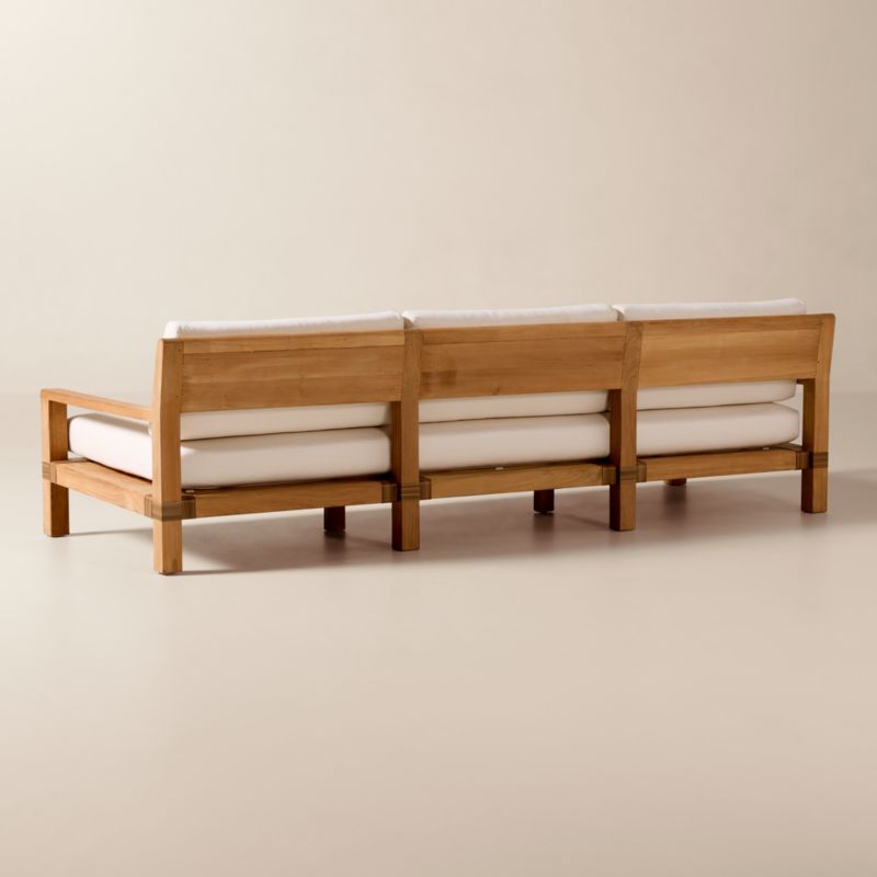 Oakley 100" Teak Outdoor Sofa With Ivory Sunbrella® Cushions - image 5 of 10