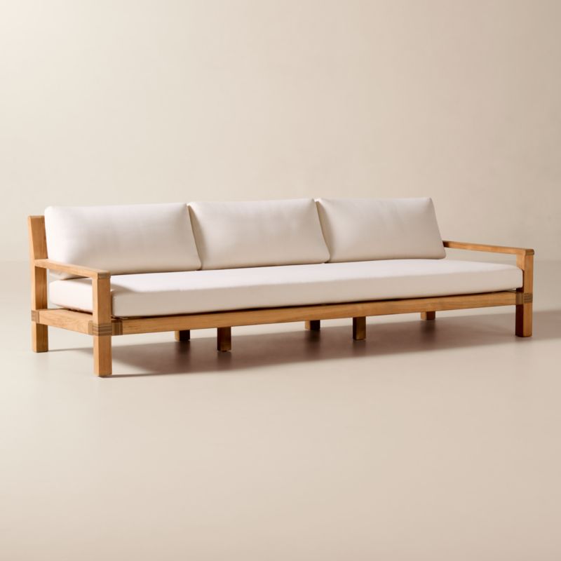 Oakley 100" Teak Outdoor Sofa With Ivory Sunbrella® Cushions - image 3 of 10