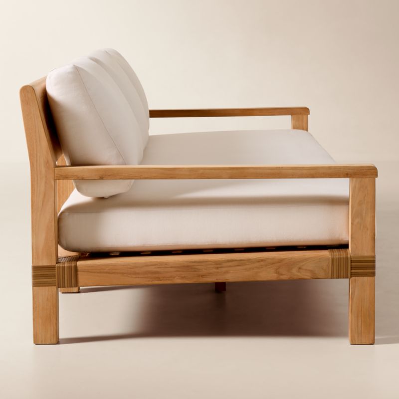 Oakley 100" Teak Outdoor Sofa With Ivory Sunbrella® Cushions - image 4 of 10