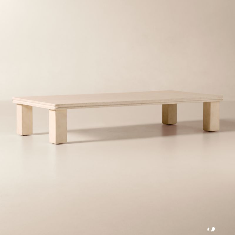 Oakley 64" Rectangular Faux Limestone Outdoor Coffee Table