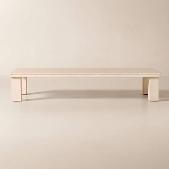 Oakley 64" Rectangular Faux Limestone Outdoor Coffee Table