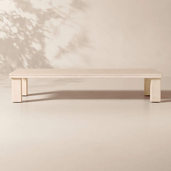 Oakley 64" Rectangular Faux Limestone Outdoor Coffee Table