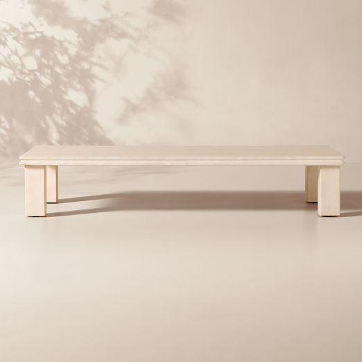 Oakley 64" Rectangular Faux Limestone Outdoor Coffee Table