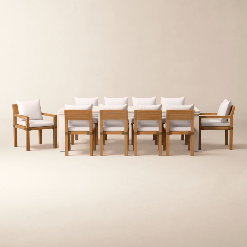 Oakley Teak Outdoor Dining Armchair with Ivory Sunbrella® Cushions - image 8 of 11