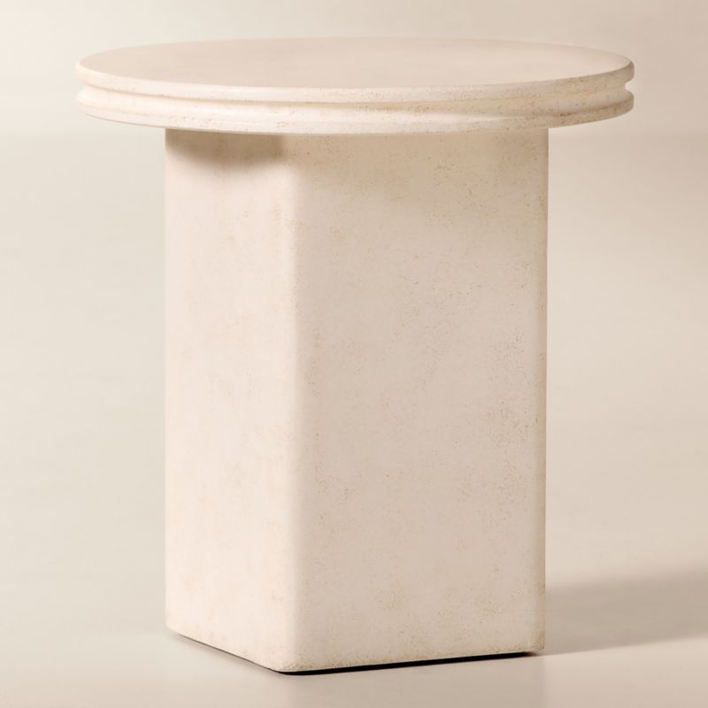 Oakley Round Faux Limestone Outdoor Side Table - image 3 of 6
