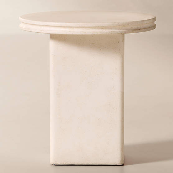 Oakley Round Faux Limestone Outdoor Side Table