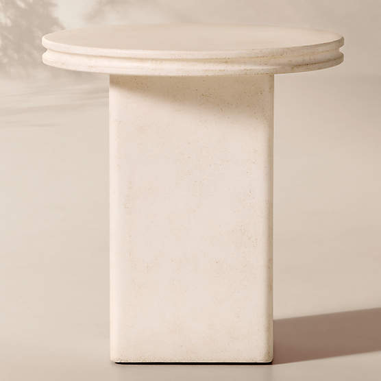 Oakley Round Faux Limestone Outdoor Side Table