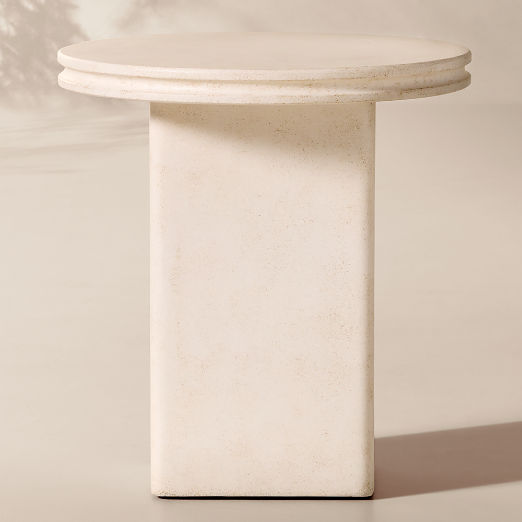 Oakley Round Faux Limestone Outdoor Side Table