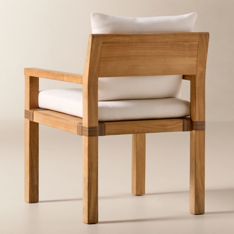 Oakley Teak Outdoor Dining Armchair with Ivory Sunbrella® Cushions Set of 4 - image 4 of 9