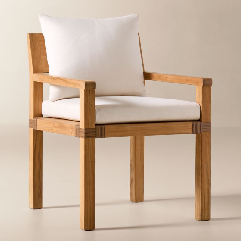 Oakley Teak Outdoor Dining Armchair with Ivory Sunbrella® Cushions Set of 4 - image 2 of 9