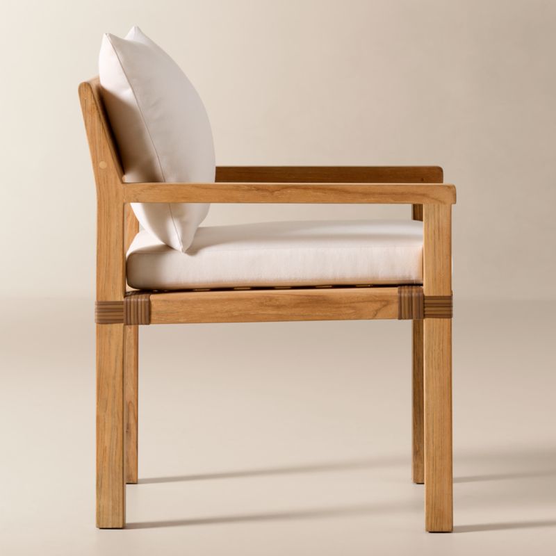 Oakley Teak Outdoor Dining Armchair with Ivory Sunbrella® Cushions Set of 4 - image 3 of 9