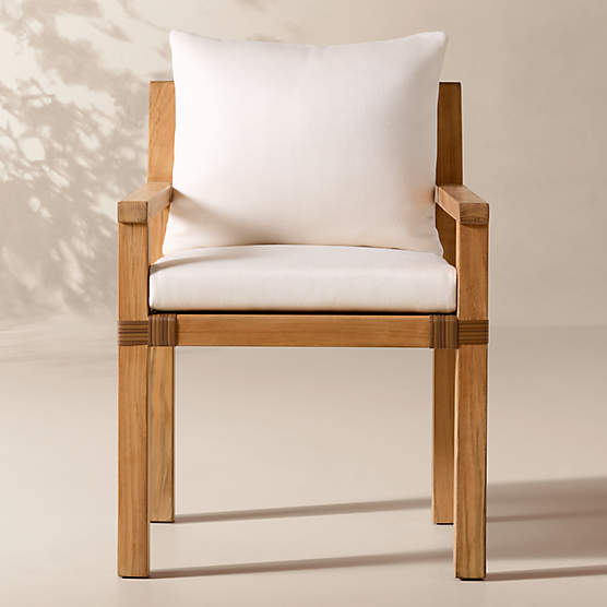 Oakley Teak Outdoor Dining Armchair with Ivory Sunbrella® Cushions Set of 4