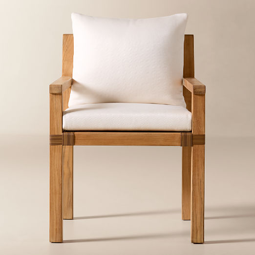 Oakley Teak Outdoor Dining Armchair with Ivory Sunbrella® Cushions Set of 4