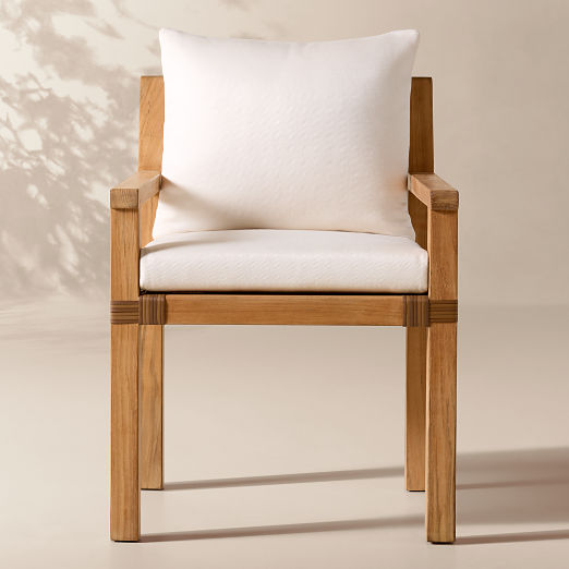 Oakley Teak Outdoor Dining Armchair with Ivory Sunbrella® Cushions
