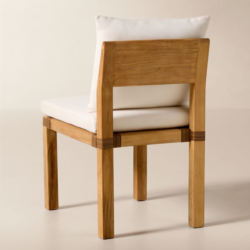 Oakley Teak Outdoor Dining Armless Chair with Ivory Sunbrella® Cushions Set of 4 - image 4 of 9