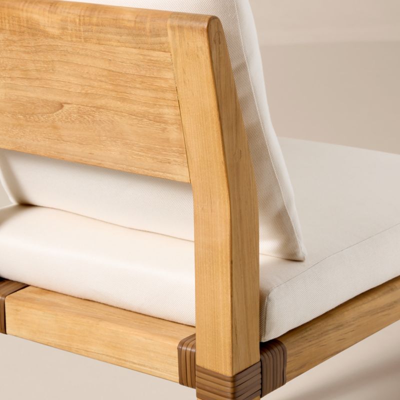 Oakley Teak Outdoor Dining Armless Chair with Ivory Sunbrella® Cushions Set of 4 - image 5 of 9