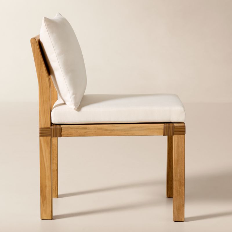 Oakley Teak Outdoor Dining Armless Chair with Ivory Sunbrella® Cushions Set of 4 - image 3 of 9