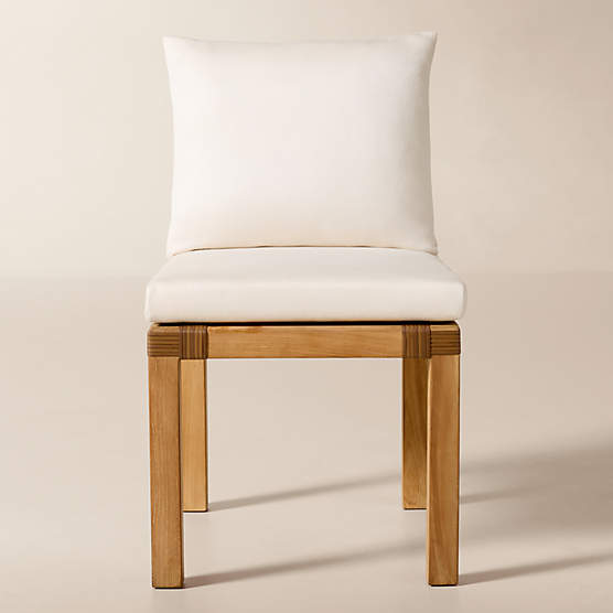 Oakley Teak Outdoor Dining Armless Chair with Ivory Sunbrella® Cushion